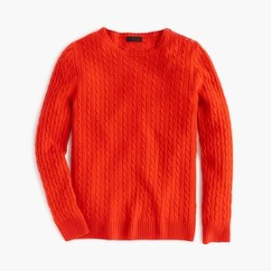 J. CREW 100% Cashmere Red cable knit Sweater Button Detail XS